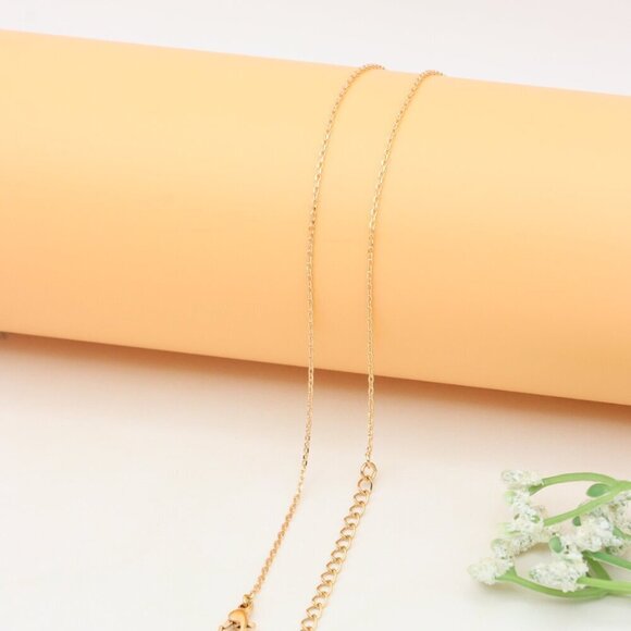 Elegant Rose Gold Necklace with Black Stone and Bow Design, XPNL0406 - Picture 9 of 12